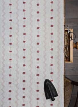 Tin Star Chalk Pink + Maroon (Small Scale) on Stone Linen