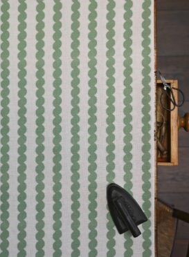 Snakey Stripe Peapod Solid on Cream Linen