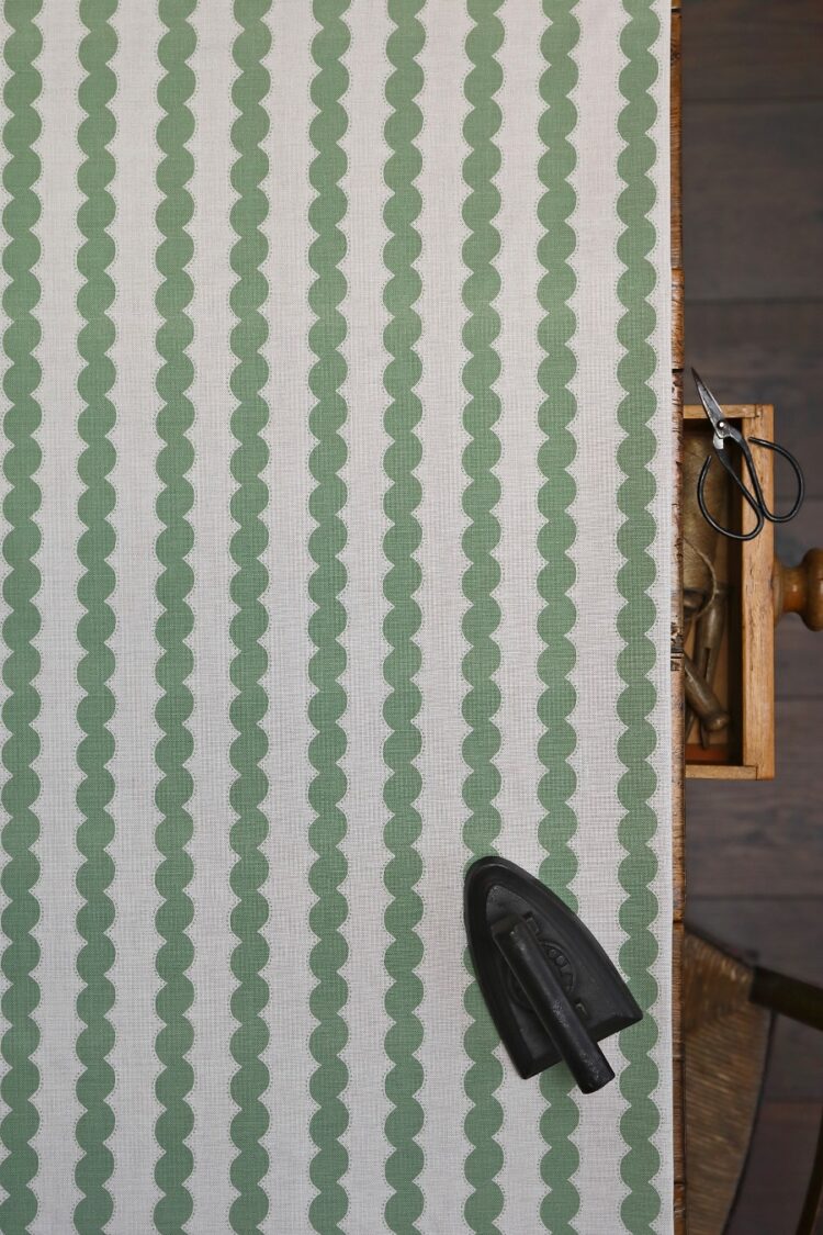 Snakey Stripe Peapod Solid on Cream Linen