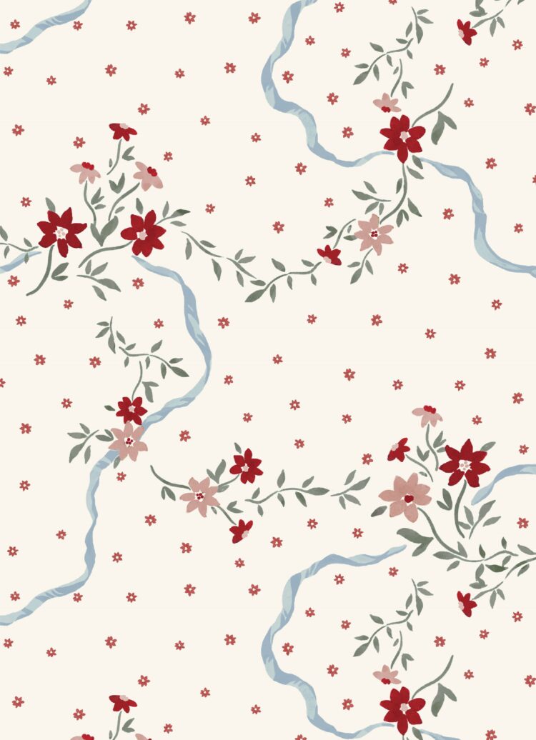 Cordee Sky Blue and Reds Wallpaper