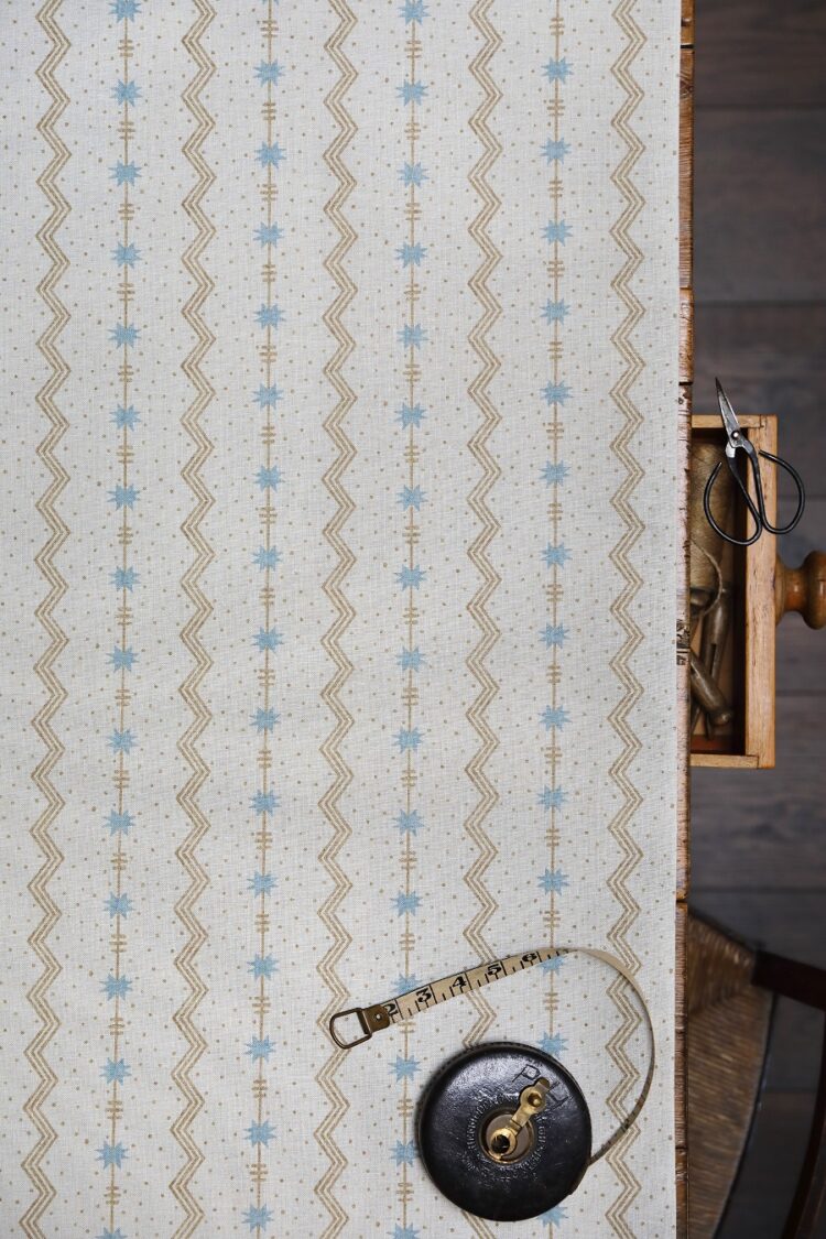 Tin Star Imogen's Blue + Wheat  (Small Scale) on Stone Linen
