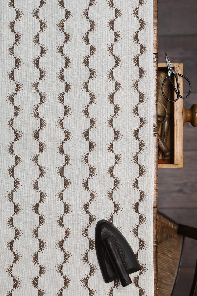 Zadir Stripe Small Drab Dotted on Stone Linen