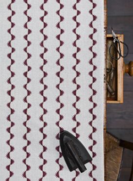 Zadir Stripe Small Maroon Solid on Stone Linen