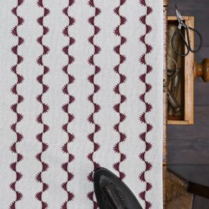 Zadir Stripe Small Maroon Solid on Stone Linen