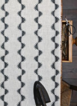 Zadir Stripe Large Charcoal Solid on Dune Linen