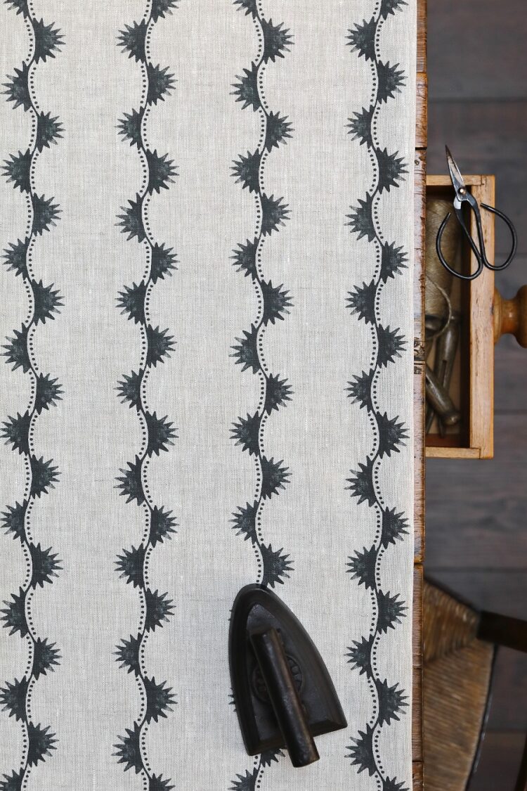 Zadir Stripe Large Charcoal Solid on Dune Linen