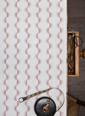 Zadir Stripe Small Pink + Maroon Dotted on Chunky White Linen Union
