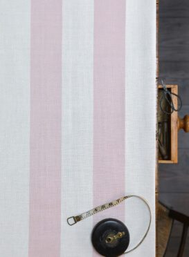 Broadstripe Vertical ~ Pale Pink Icing on Cream Linen
