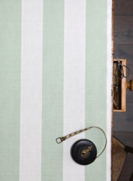 Broadstripe Vertical ~ Peapod on Cream Linen