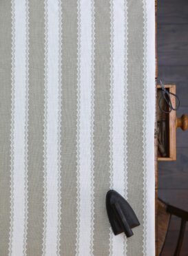Folie Stripe Beige on Double Cream Linen