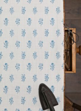 Imogen Blue Dotted on White Chunky Linen Union