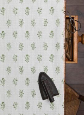 Imogen Green Grass Dotted on White Chunky Linen Union