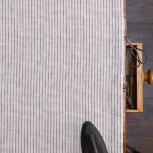 Poppy Seed Stripe Maroon on Dune Linen