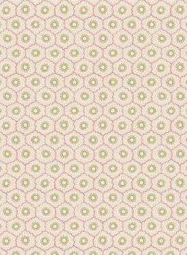 Libertine Mini Scale Wallpaper Olive Daisy, Salt Pink Dots and Dark Earth Ribbon