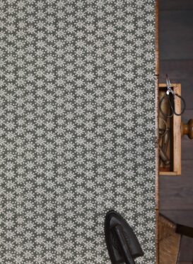 Luna Charcoal Brown Blotch on Dune Linen