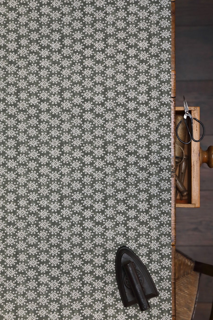 Luna Charcoal Brown Blotch on Dune Linen