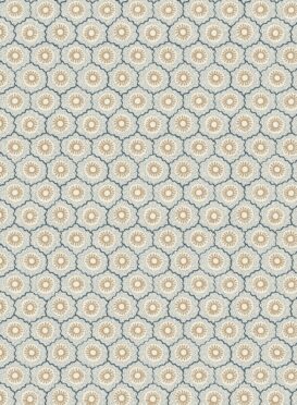 Libertine Mini Scale Wallpaper Wheat + Navy Blue