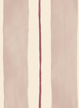 Painted Stripe (Large Scale) Mulberry Pink + Amber Wallpaper