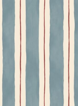 Painted Stripe (Slim Scale) Salcombe Blue + Amber Wallpaper