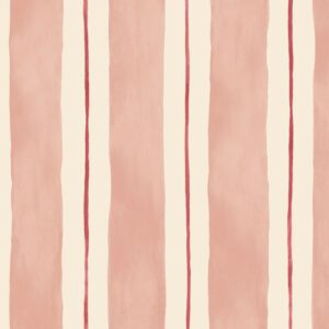 Painted Stripe (Slim Scale) Sand Pink + Earth Wallpaper
