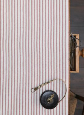 Darling Stripe Earthy Pink on Pure Double Cream Linen