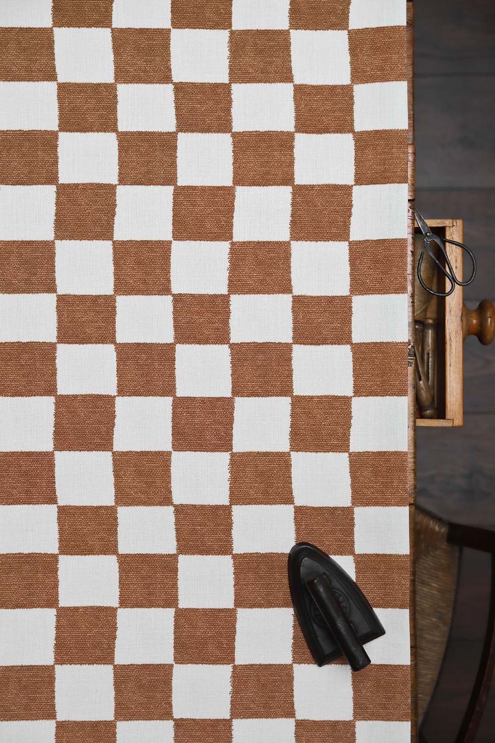 Chess Dark Sisal on Double Cream Linen