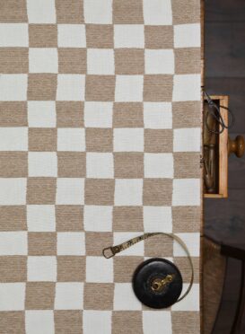 Chess Wheat on Double Cream Linen