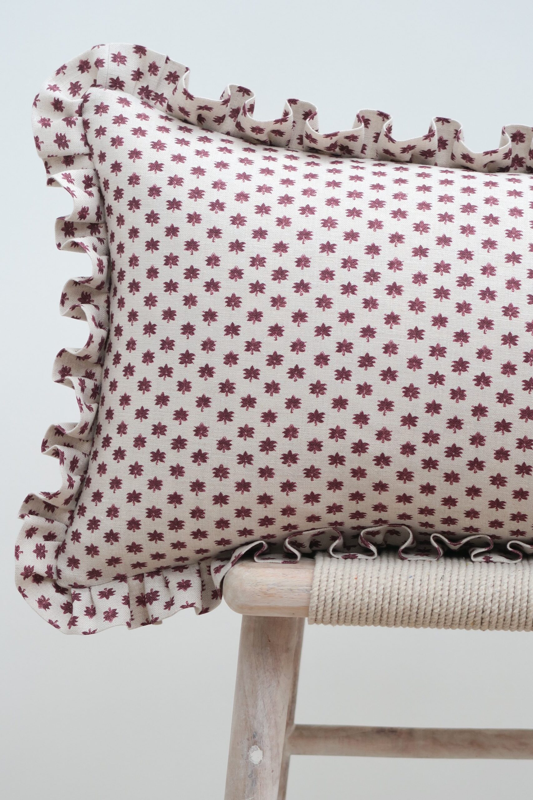 Palma Maroon on Stone Linen