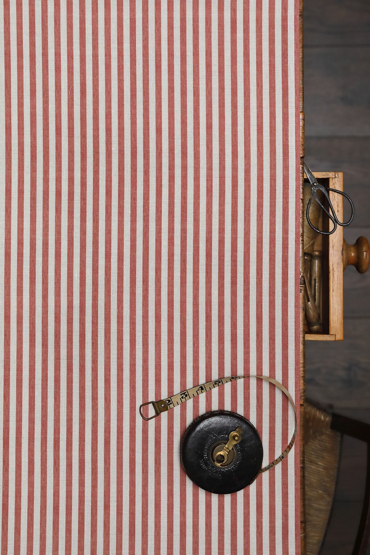 Punch and Judy Standard Scale Indian Red on Stone Linen