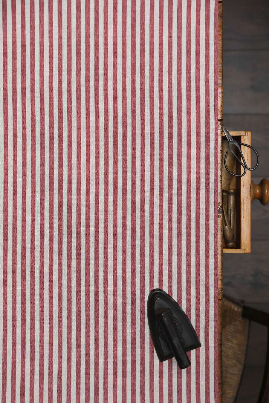 Punch and Judy Standard Scale Maroon on Stone Linen