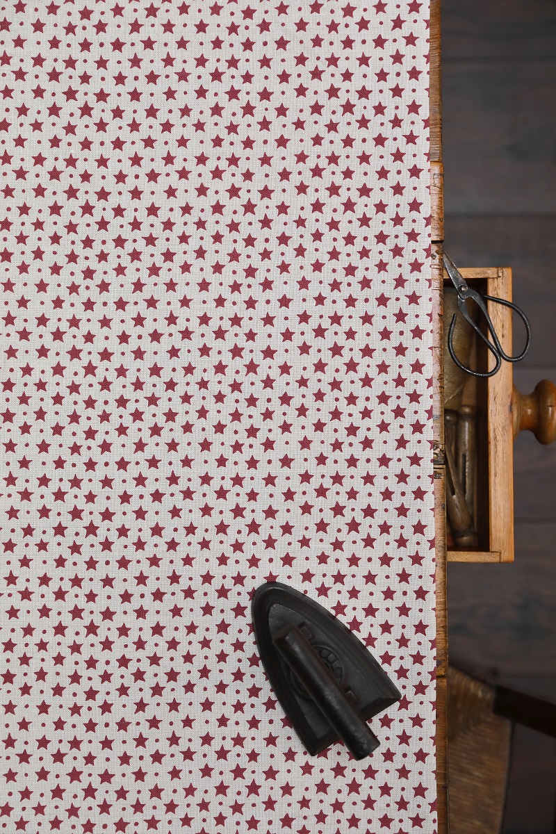 Star and Dot Maroon on Stone Linen