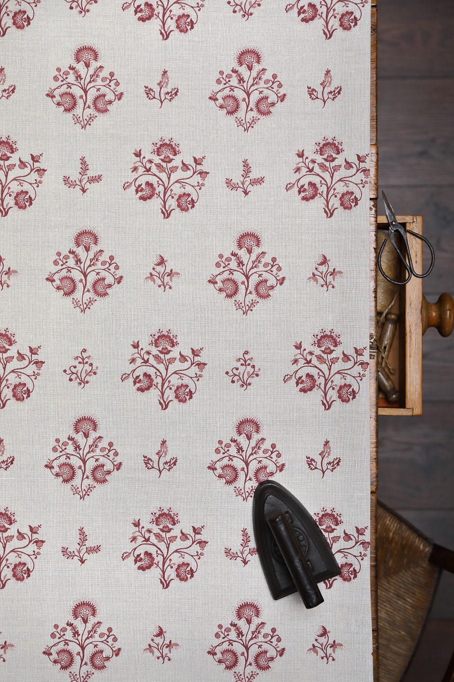 Agatha Small Earthy Pinks on Stone Linen