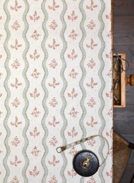 Zaggie Olive + Terracotta on Cream Herringbone Linen