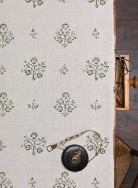 Agatha Spaced Out Forest Greens on Stone Linen