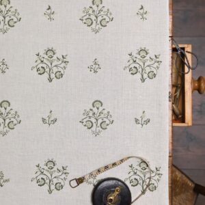 Agatha Spaced Out Forest Greens on Stone Linen