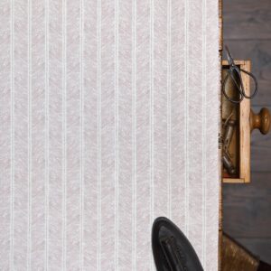 Dotted Herringbone Chalk Pink + Hay on Ivory Linen