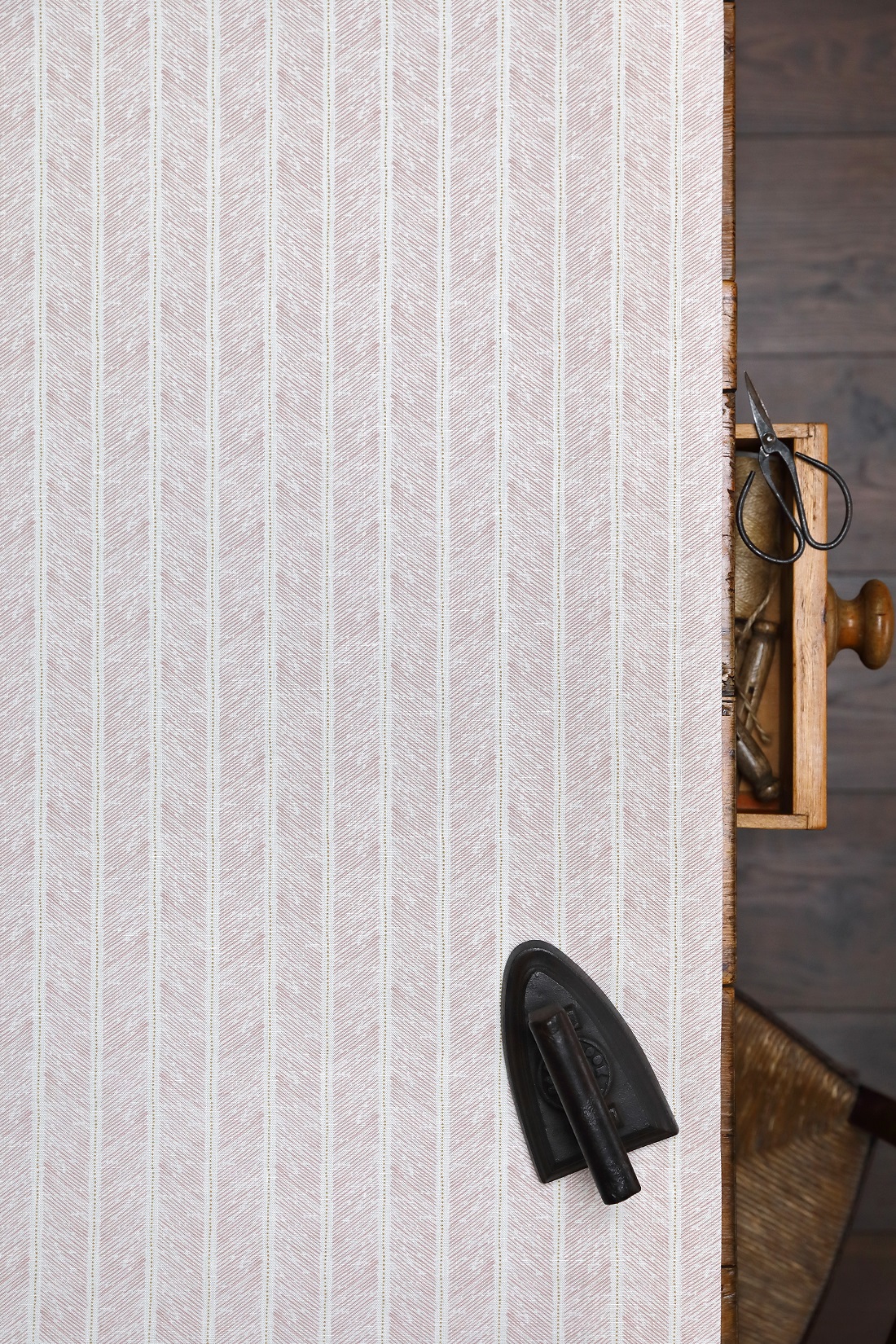 Dotted Herringbone Wheat on Ivory Linen