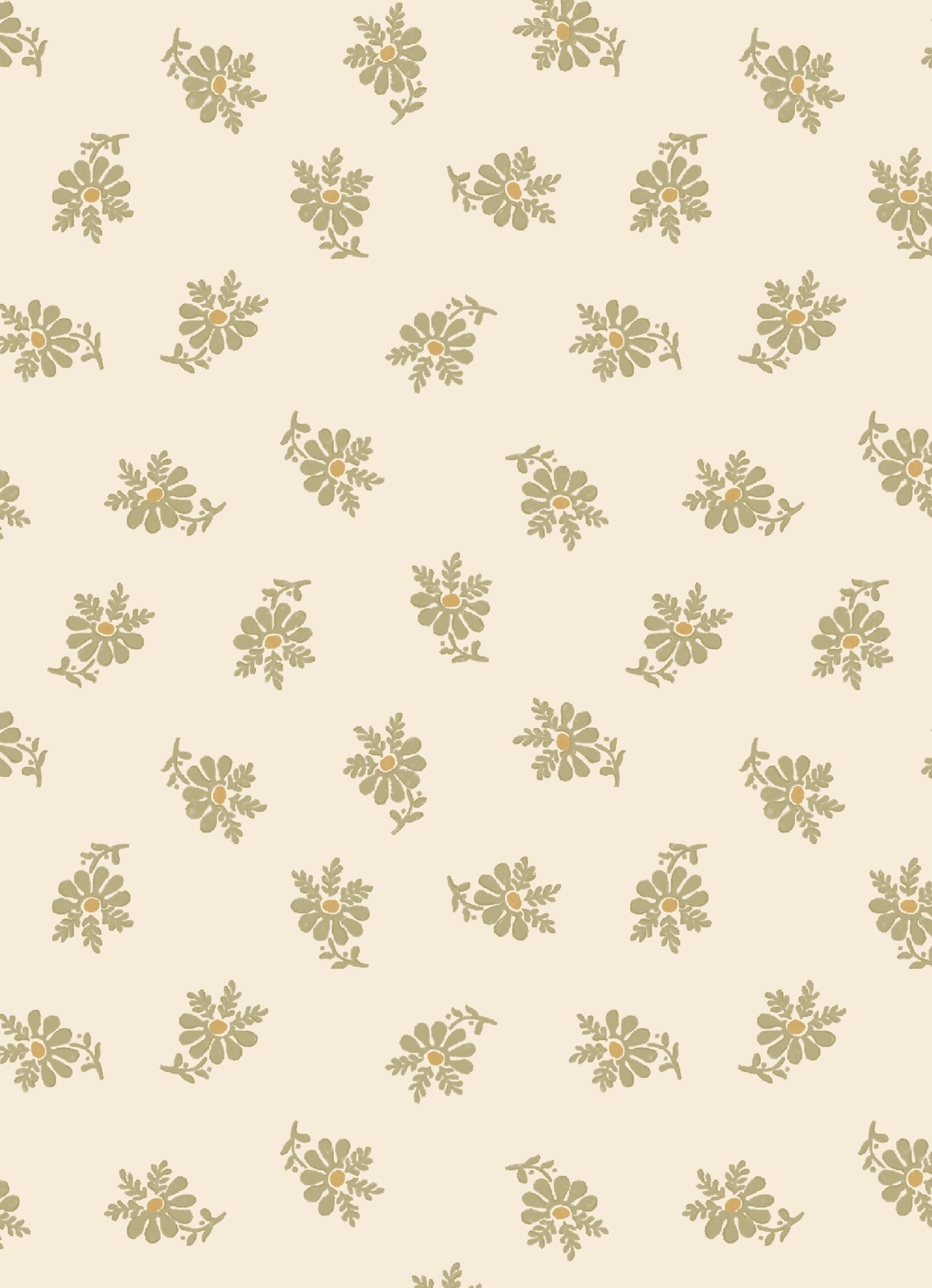 Chalet Sprigs Wallpaper Green + Ochre