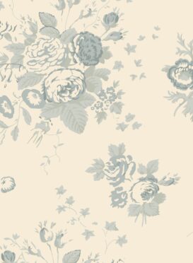 Bella Rosa Smokey Blues Wallpaper on Cream