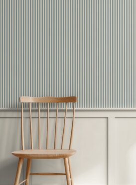 Chelsea Stripe Salcombe Blue on Cream Wallpaper
