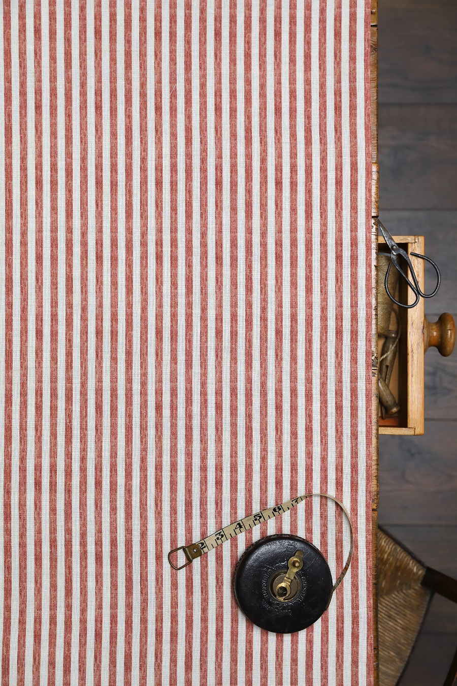Punch and Judy Standard Scale Wine Red on Stone Linen