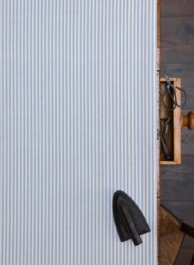 Eva Stripe ~ Salcombe Blue on Cream Linen