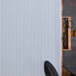 Eva Stripe ~ Salcombe Blue on Cream Linen