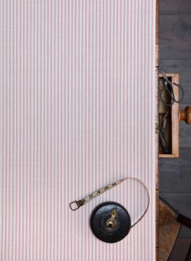 Eva Stripe ~ Sand Pink on Cream Linen