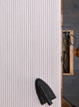 Eva Stripe ~ Sand Pink on White Linen Union