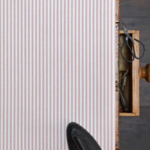 Eva Stripe ~ Sand Pink on White Linen Union
