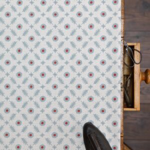 Mini Aires Salcombe Blue and Red on Cream Linen {Available on white upon request}