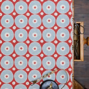 Mini Picchu Linen Salcombe Blue + Red on Cream Linen