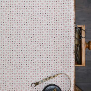 Star and Dot Sand Pink and Red on White Linen Union