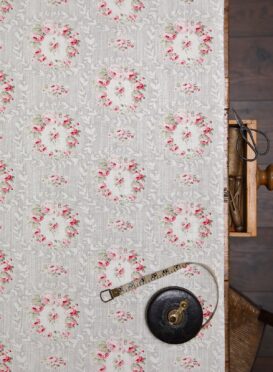 Mathilde in Tuscany Pale Grey on Double Cream Linen